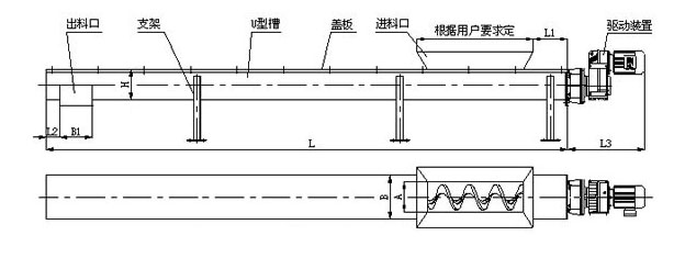 污泥螺旋輸送機結(jié)構(gòu)圖